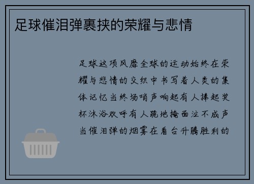足球催泪弹裹挟的荣耀与悲情
